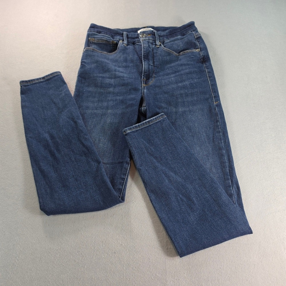 Good American Good Legs High Rise Skinny Jeans 4/27 Dark Wash Distressed